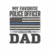 Police Officer Dad Vintage Flag Shirt Design_1 Aufkleber (Vorderseite)