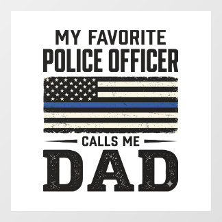 Police Officer Dad Vintage Flag Shirt Design_1 Fensteraufkleber