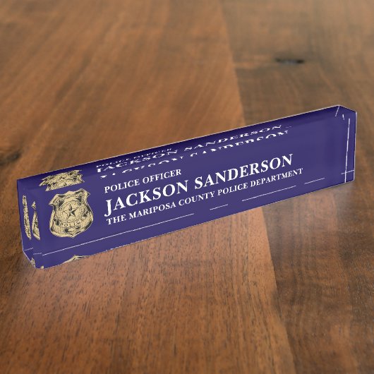 Police Officer Department Thin Blue Line Badge Namensplakette (Seite)