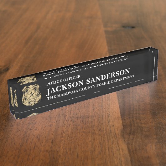 Police Officer Department Thin Blue Line Logo Namensplakette (Seite)