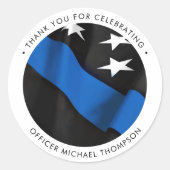 Police Officer Graduation Thin Blue Line Thank You Runder Aufkleber (Vorderseite)