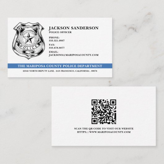 Police Officer Law Enforcement QR Code Logo Visitenkarte (Vorne/Hinten)