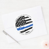 Police Officer Party Thin Blue Line Thank You Runder Aufkleber (Umschlag)