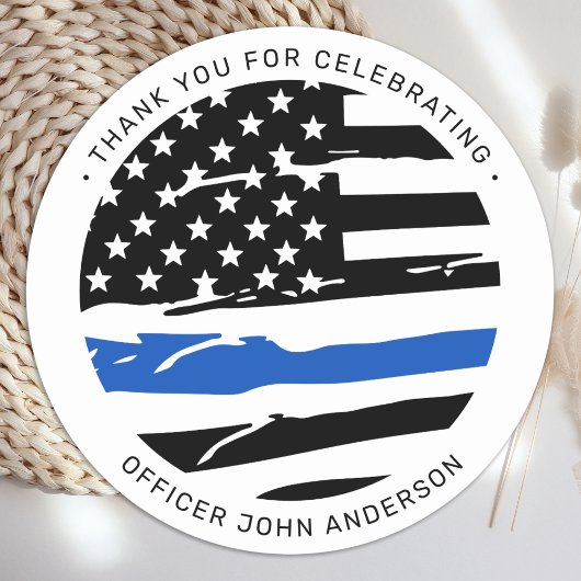 Police Officer Party Thin Blue Line Thank You Runder Aufkleber