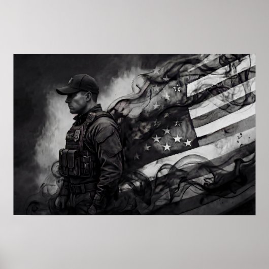 Police Officer Patriotic Law Enforcement Tribute Poster (Vorne)