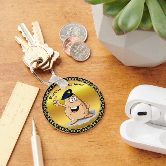 Police officer potato with a blue police hat schlüsselanhänger (Schreibtisch)