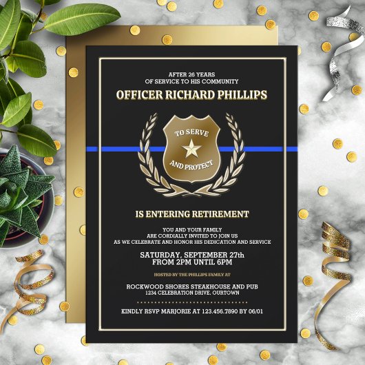Police Officer Retirement Party Invitation Einladung