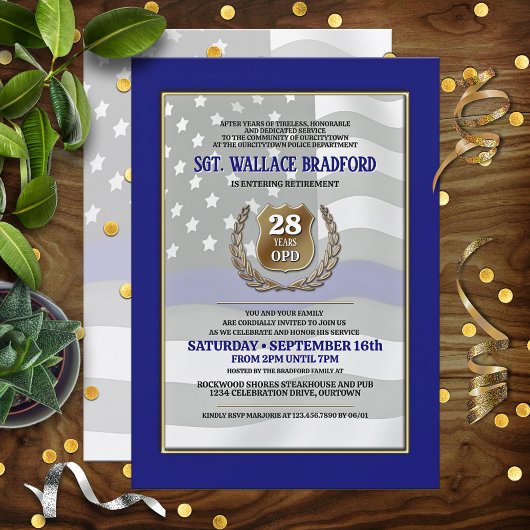 Police Officer Retirement Party Invitations Einladung