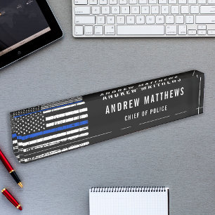 Police Officer Thin Blue Line American Flag Namensplakette