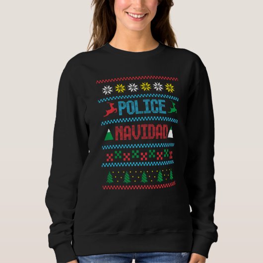 Police Officer Ugly Christmas Sweater Police Navid Sweatshirt (Vorderseite)