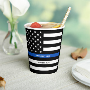 Police Party Personalisiert Thin Blue Line Pappbecher