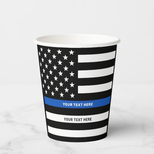 Police Party Personalisiert Thin Blue Line Pappbecher (Rückseite)
