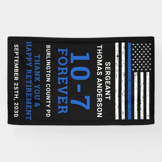 Police Party Thin Blue Line 10-7 Happy Rente Banner (Horizontal)