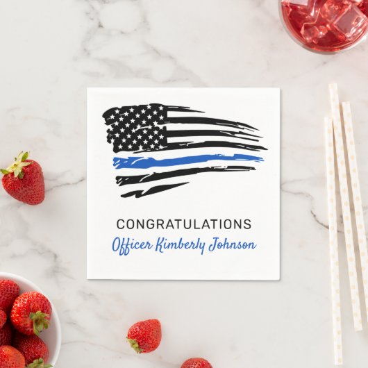 Police Party Thin Blue Line Flag Gratulation Serviette (Beispiel)
