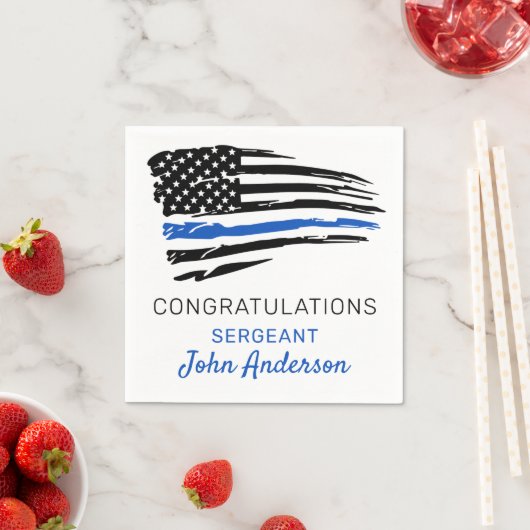 Police Party Thin Blue Line Flag Gratulation Serviette (Beispiel)