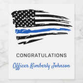 Police Party Thin Blue Line Flag Gratulation Weinetikett (Einzelnes Label)