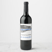 Police Party Thin Blue Line Flag Gratulation Weinetikett (Vorderseite)