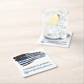 Police Party Thin Blue Line Flag Herzlichen Glückw Rechteckiger Pappuntersetzer (Vor Ort)