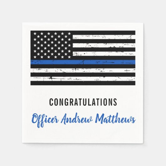 Police Party Thin Blue Line Glückwunsch Serviette (Vorderseite)