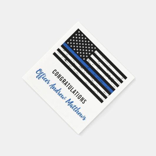 Police Party Thin Blue Line Glückwunsch Serviette (Ecke)