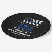 Police Party Thin Blue Line Happy Pensionierung Pappteller (Schrägansicht)