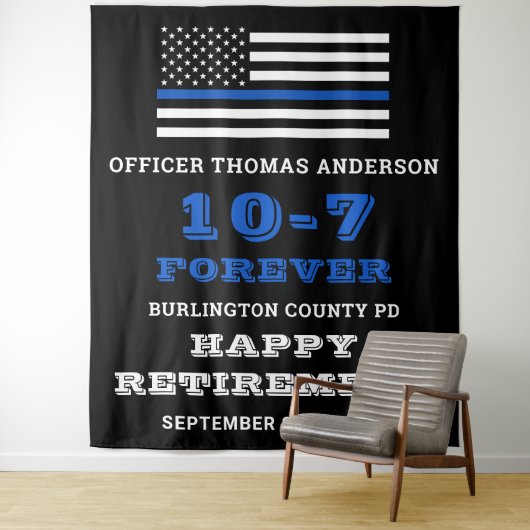 Police Party Thin Blue Line Happy Pensionierung Wandteppich (Beispiel)