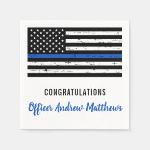 Police Party Thin Blue Line Herzlichen Glückwunsch Serviette