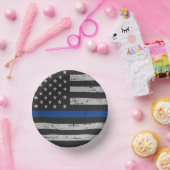 Police Party Vintage Flagge mit blauer Linie Pappteller (Party)