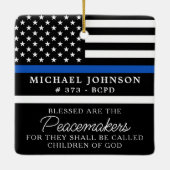 Police Personalisiert Polizist Thin Blue Line gese Keramikornament (Rückseite)