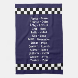 Police Phonetic Alphabet Dark Blue Geschirrtuch