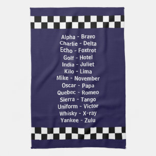 Police Phonetic Alphabet Dark Blue Geschirrtuch