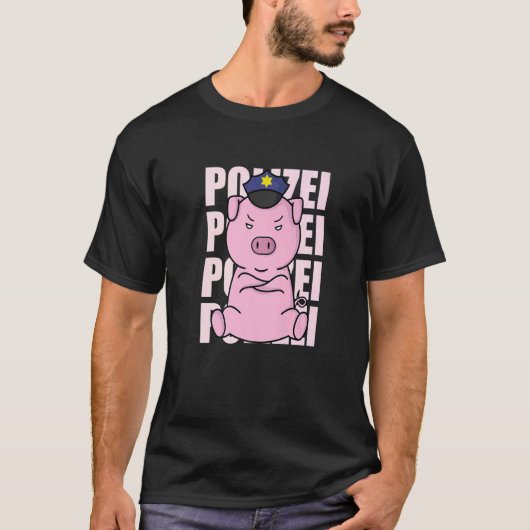 Police Pig with Police Cap T-Shirt (Vorderseite)