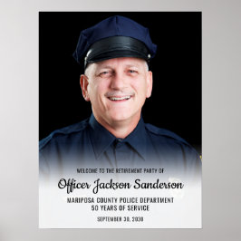 Police Retirement Blue Line Flag Photo Welcome Poster