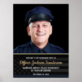 Police Retirement Blue Line Flag Photo Welcome Poster