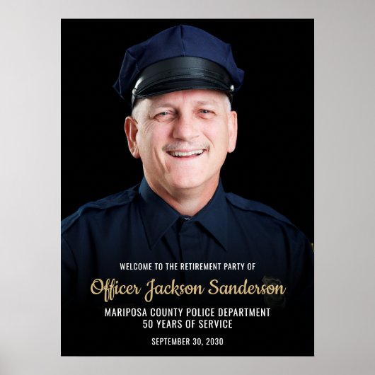 Police Retirement Blue Line Flag Photo Welcome Poster (Vorne)