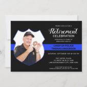Police Retirement Foto Thin Blue Line Einladung (Vorderseite)