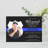 Police Retirement Foto Thin Blue Line Einladung (Stehend Vorderseite)