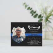 Police Retirement Foto Thin Blue Line Einladungspostkarte (Stehend Vorderseite)