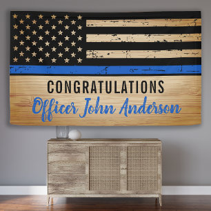 Police Retirement Law Enforcement Thin Blue Line Banner