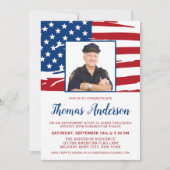 Police Retirement Party Custom Foto USA Flag Einladung (Vorderseite)