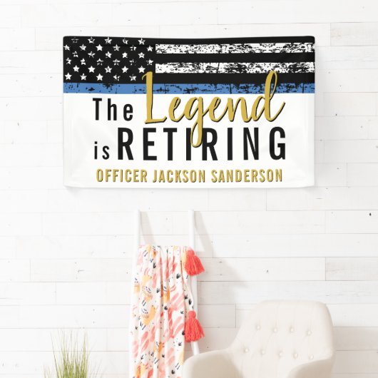 Police Retirement Thin Blue Line American Banner (Insitu)