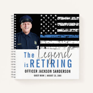 Police Retirement Thin Blue Line Foto Gästebuch Notizblock