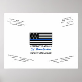 Police Retirement Thin Blue Line Gästebuchplakat Poster
