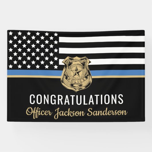 Police Retirement Thin Blue Line Herzlichen Glückw Banner (Horizontal)