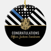 Police Retirement Thin Blue Line Herzlichen Glückw Keramik Ornament (Hinten)
