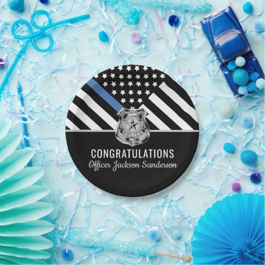 Police Retirement Thin Blue Line Herzlichen Glückw Pappteller (Party)