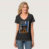 Police Rottweiler Dog Back the Blue Law Enforcemen T-Shirt (Vorderseite Vollansicht)