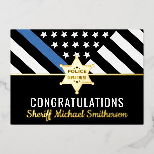 Police Sheriff Retirement Blue Line Glückwunschs C Folieneinladung