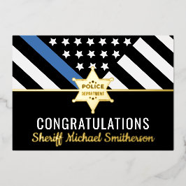 Police Sheriff Retirement Blue Line Glückwunschs C Folieneinladung