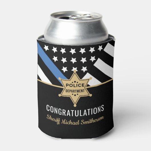 Police Sheriff Retirement Thin Blue Line Flag Dosenkühler (Kanne Vorderseite)